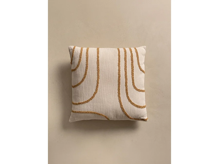 Coussin textile moutarde 45 cm x 45 cm-Naam