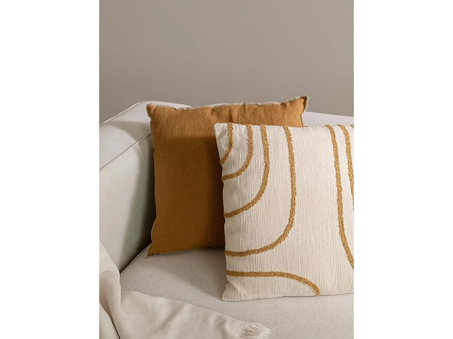 Coussin textile moutarde 45 cm x 45 cm-Naam