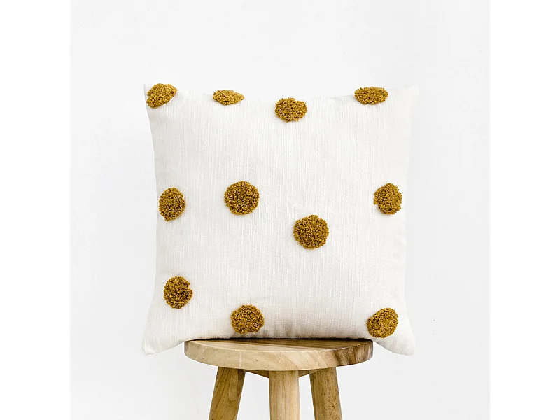 Coussin textile moutarde 45 cm x 45 cm-Bam-bam