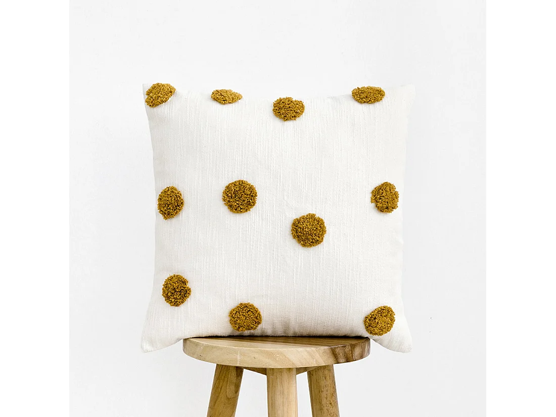 Coussin textile moutarde 45 cm x 45 cm-Bam-bam
