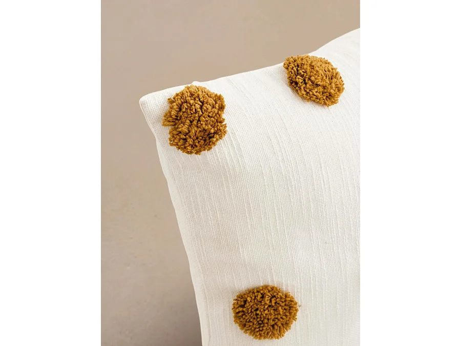 Coussin textile moutarde 45 cm x 45 cm-Bam-bam