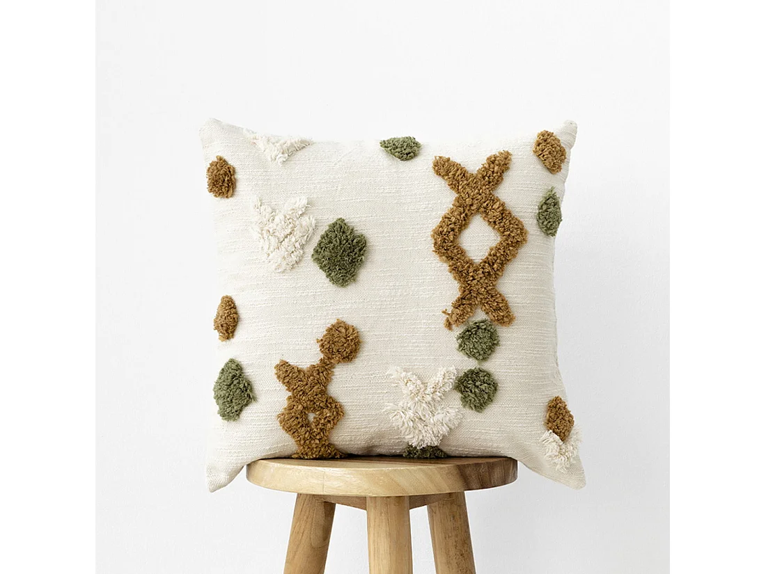 Coussin textile moutarde 45 cm x 45 cm-Sira