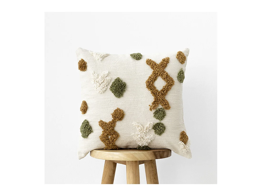 Coussin textile moutarde 45 cm x 45 cm-Sira