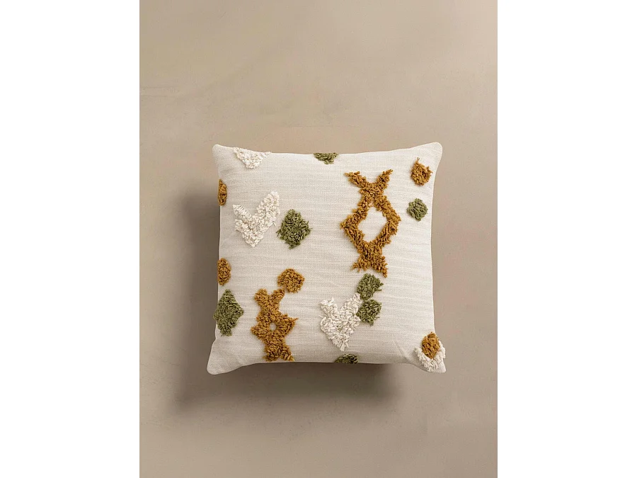 Coussin textile moutarde 45 cm x 45 cm-Sira