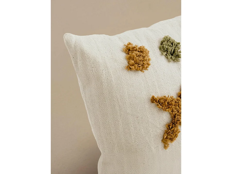 Coussin textile moutarde 45 cm x 45 cm-Sira