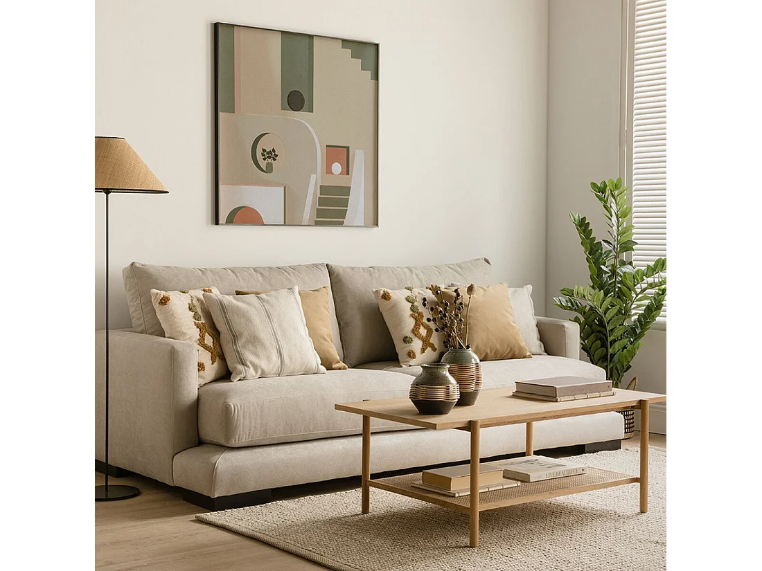 Coussin textile moutarde 45 cm x 45 cm-Sira