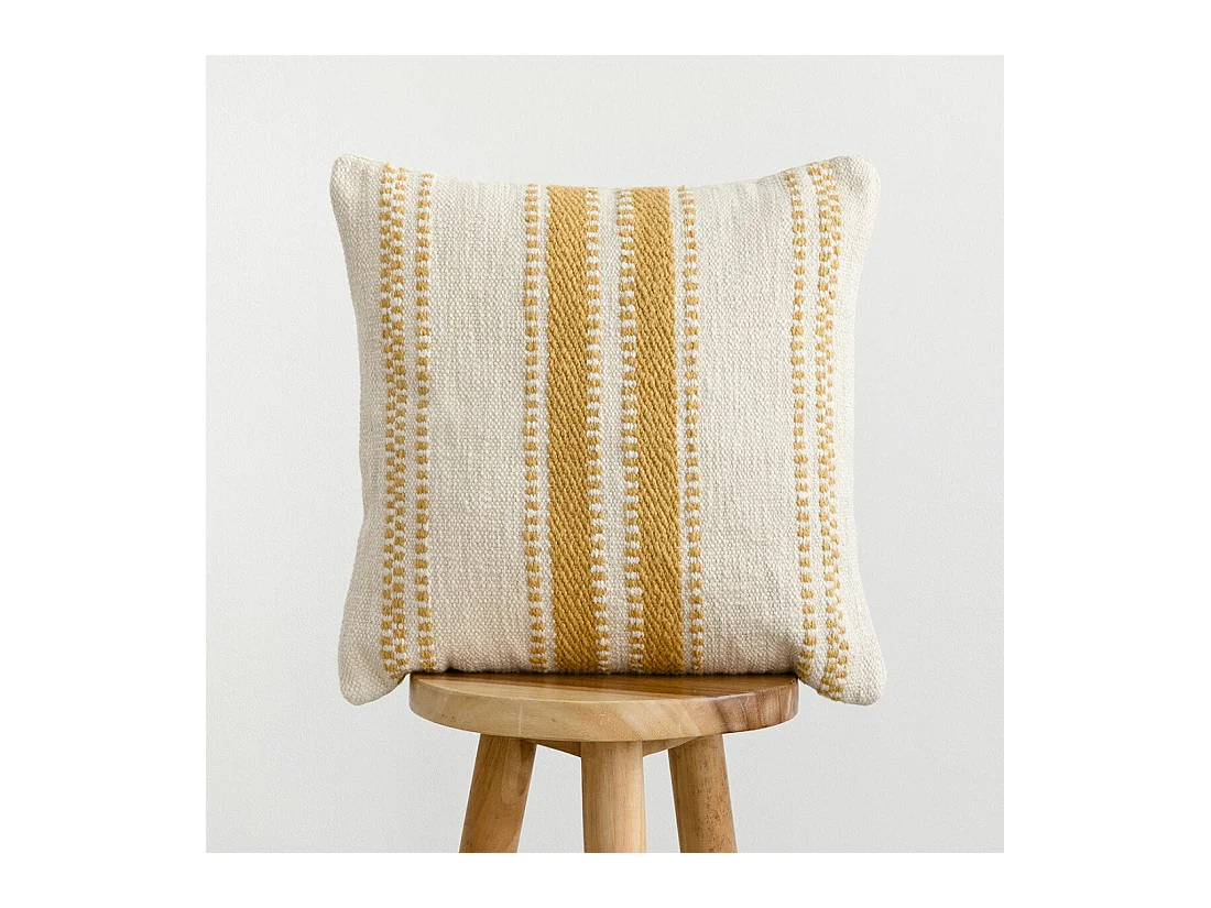 Coussin textile moutarde 45 cm x 45 cm-Emor