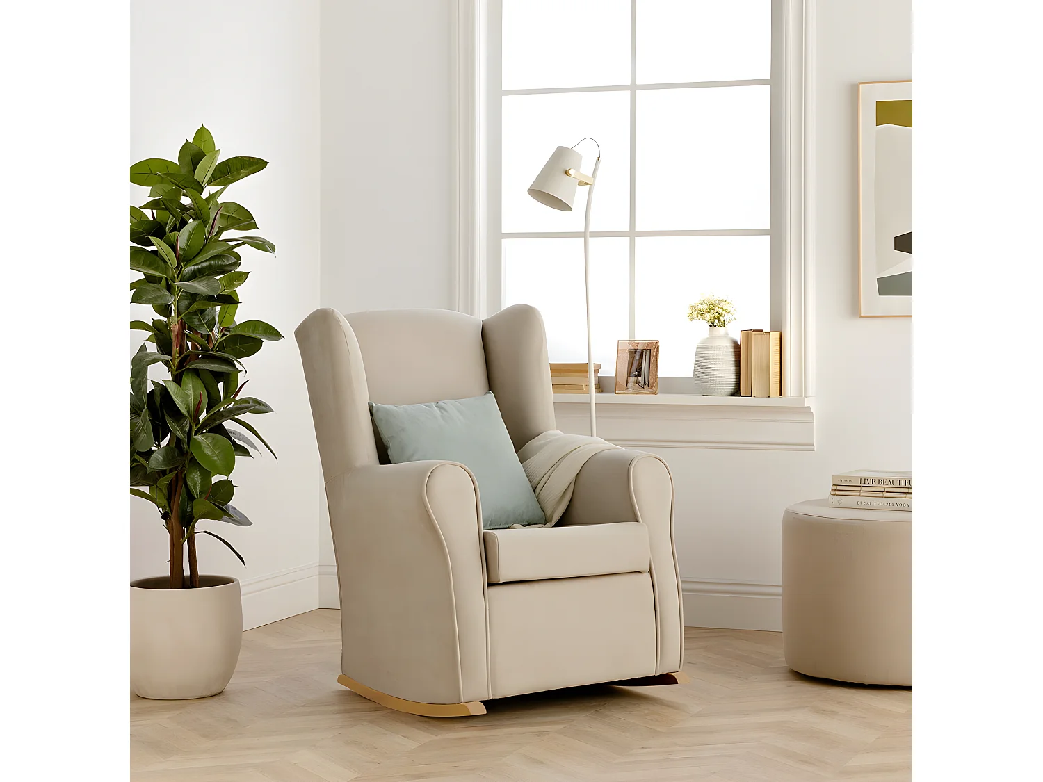 Fauteuil tapissé beige 102 cm x 78 cm-Hilde