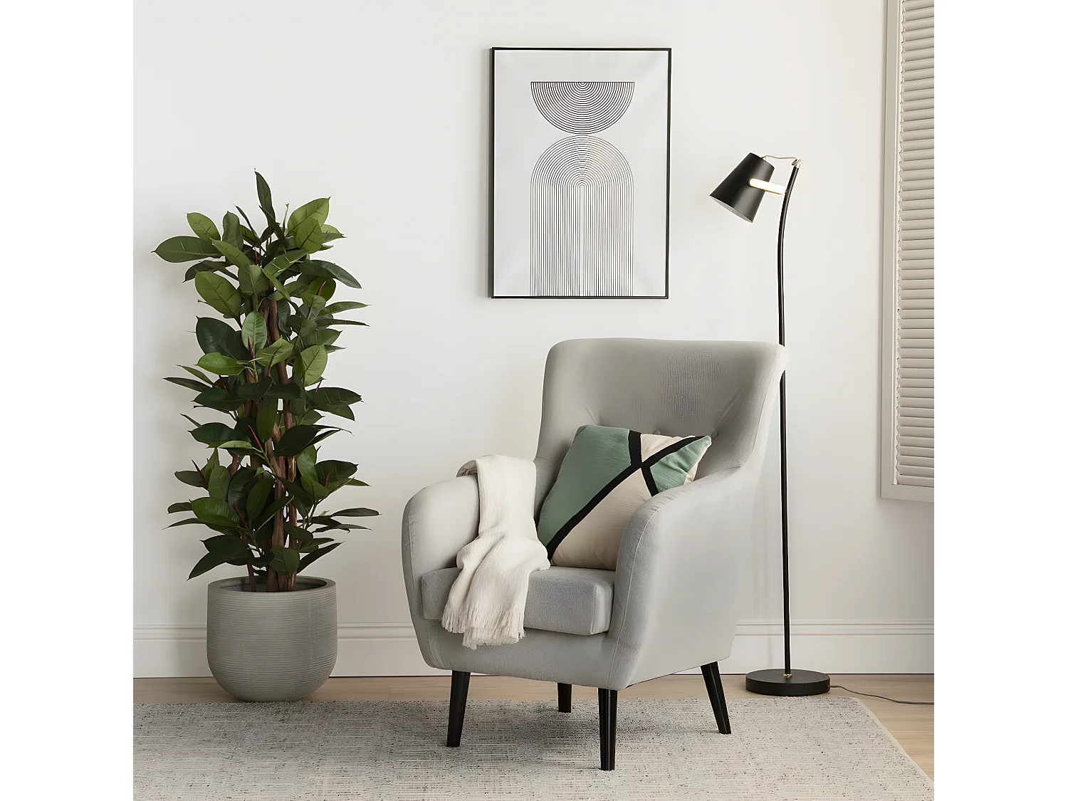 Fauteuil tapissé gris 97 cm x 73 cm-Orsay
