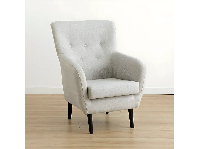 Fauteuil tapissé gris 97 cm x 73 cm-Orsay