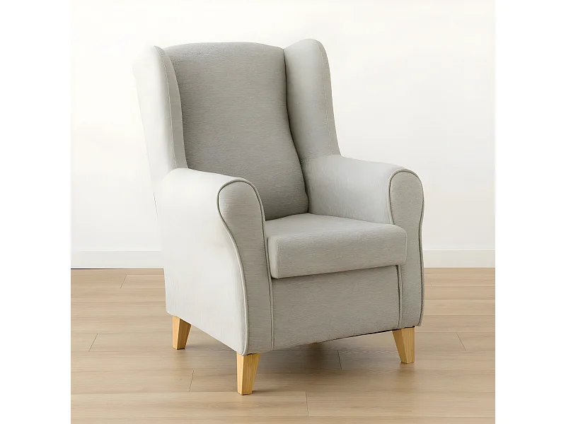 Fauteuil tapissé gris 102 cm x 78 cm-Dan