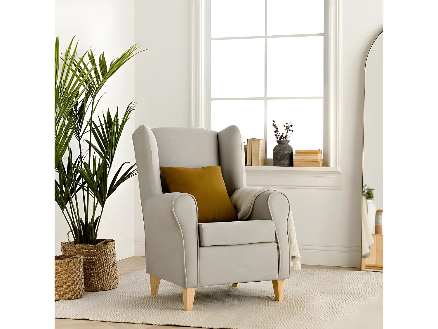 Fauteuil tapissé gris 102 cm x 78 cm-Dan