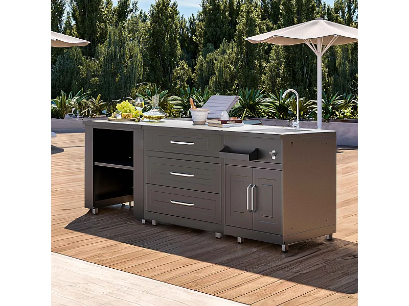 Cuisine d'extérieur 3 éléments avec évier