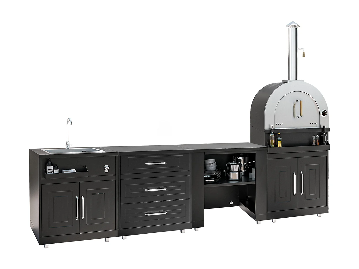 Cuisine d'extérieur 4 éléments avec four à pizza