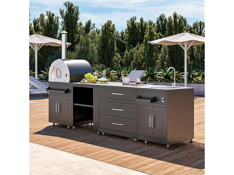 Cuisine d'extérieur 4 éléments avec four à pizza