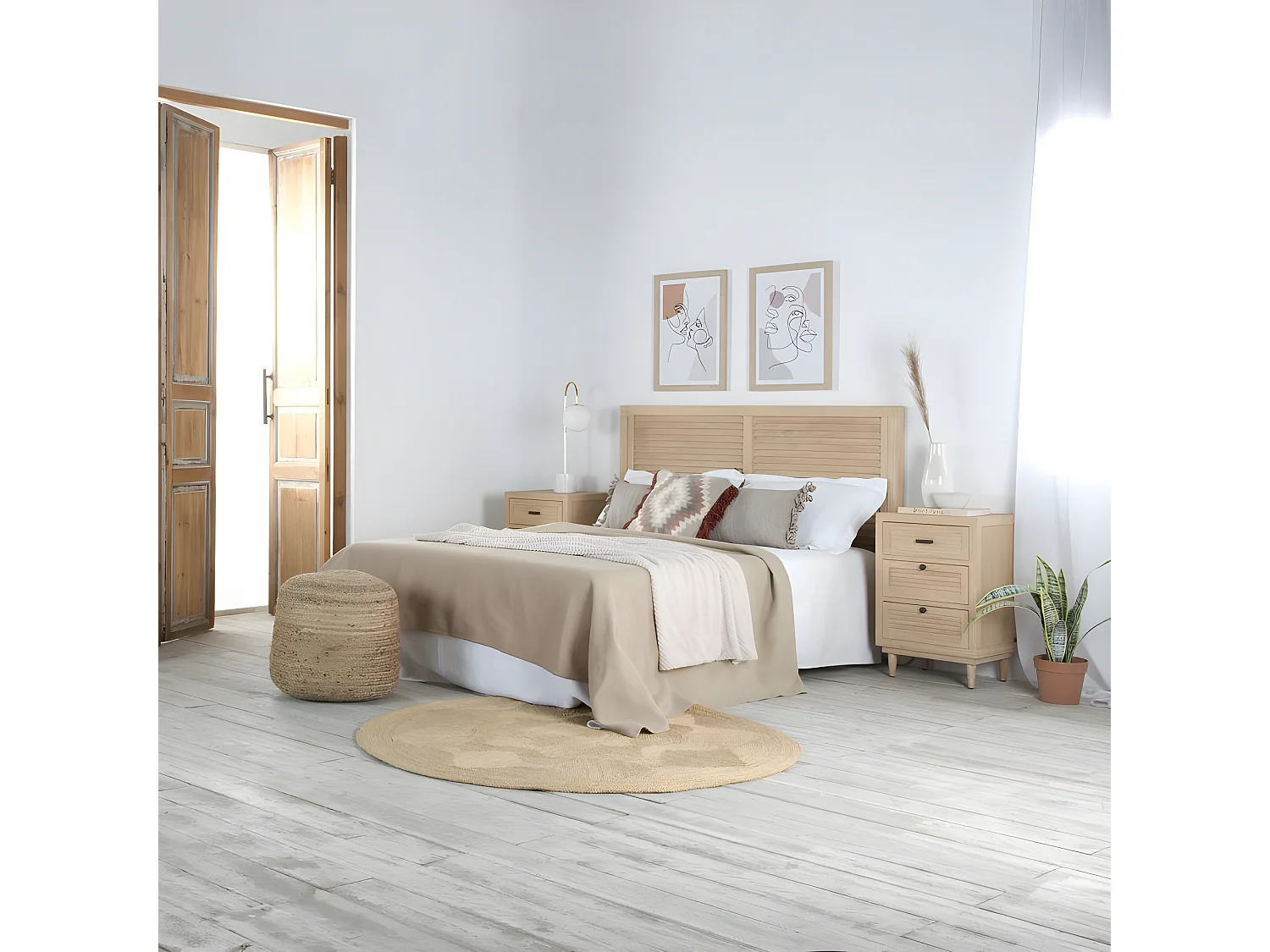 Tête de lit en bois massif naturel 162x84