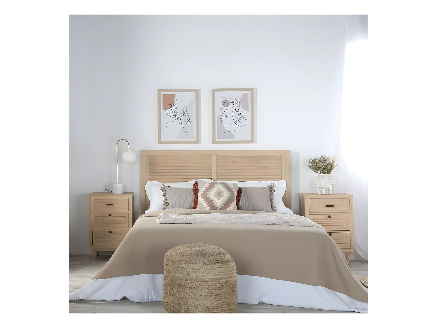 Tête de lit en bois massif naturel 162x84