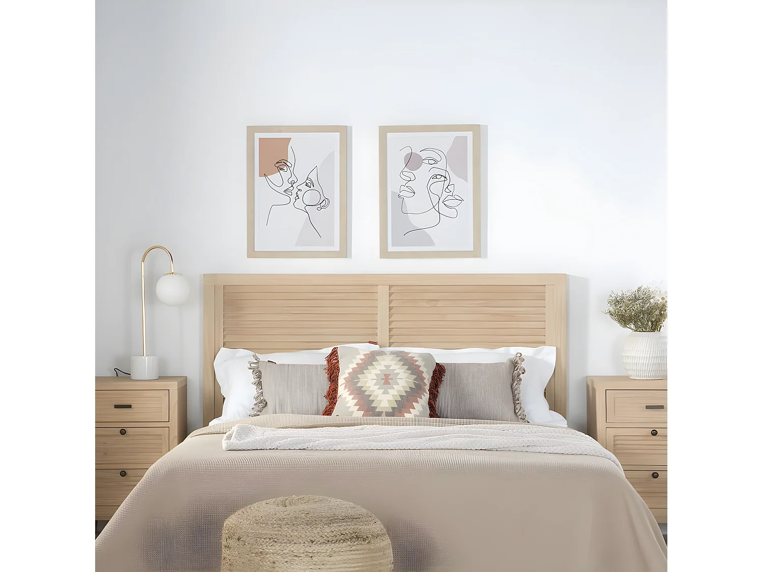 Tête de lit en bois massif naturel 162x84