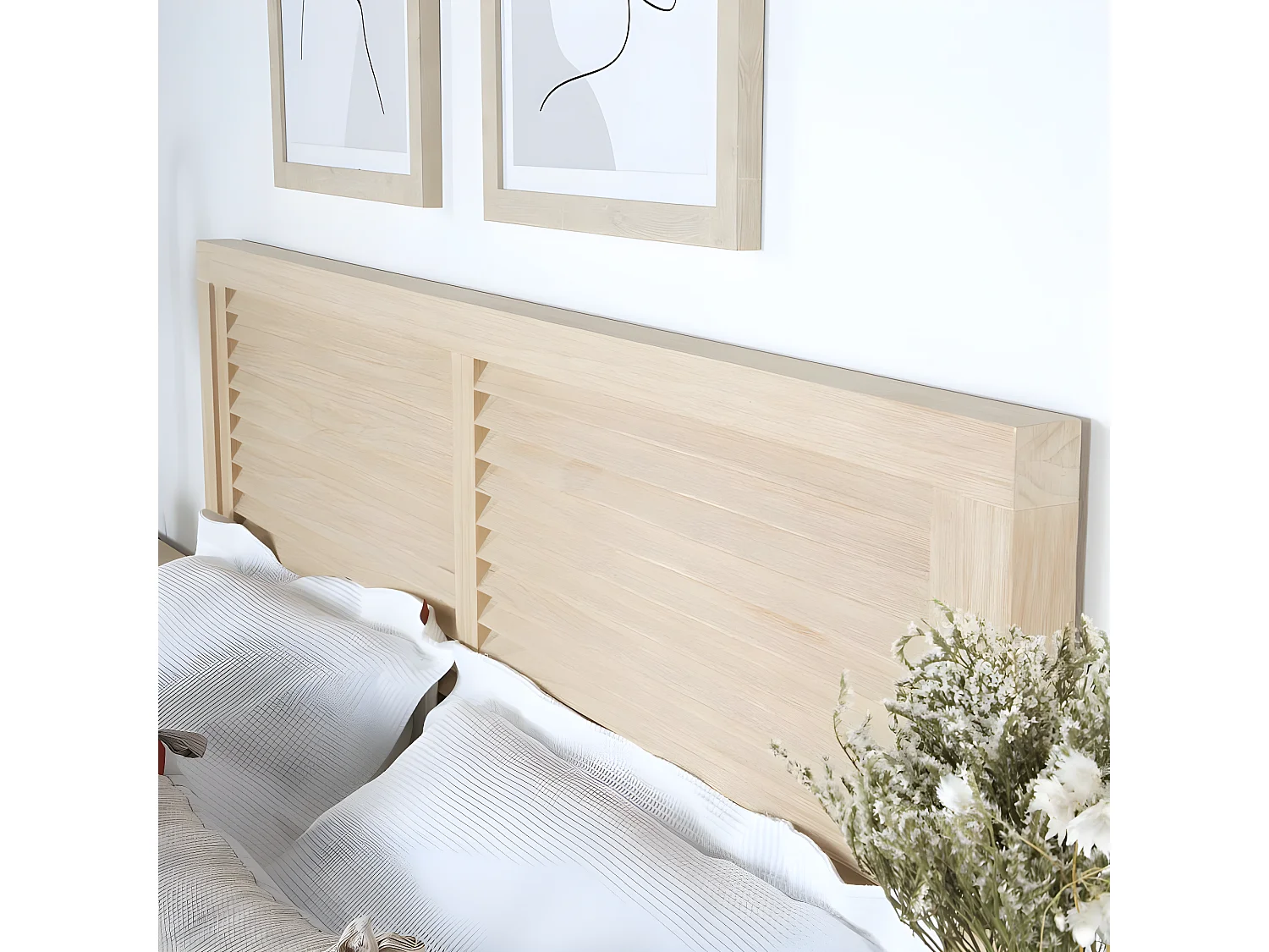 Tête de lit en bois massif naturel 162x84