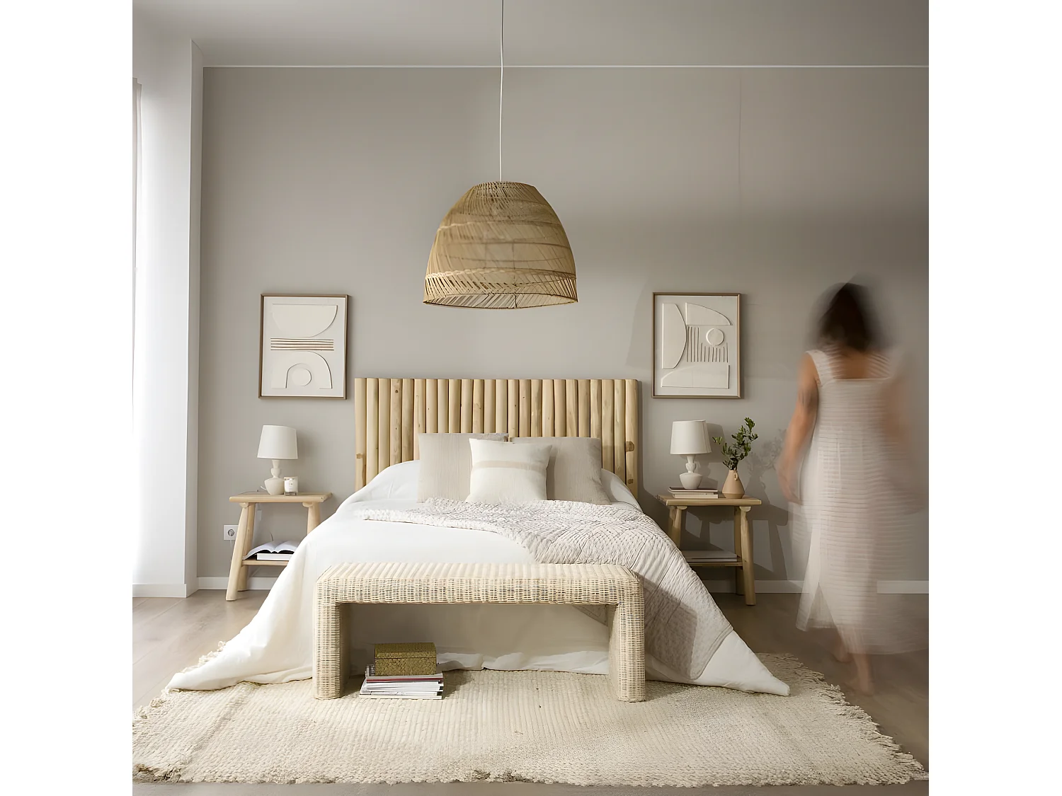 Tête de lit en bois massif naturel 162x120