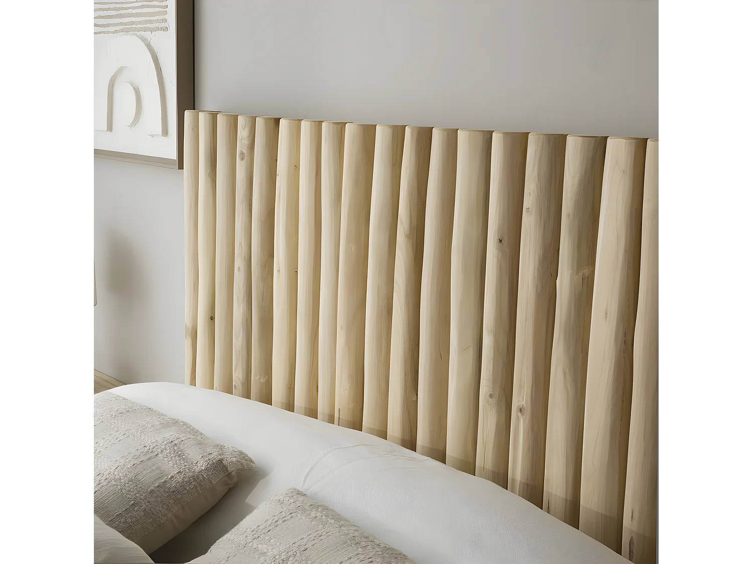 Tête de lit en bois massif naturel 162x120