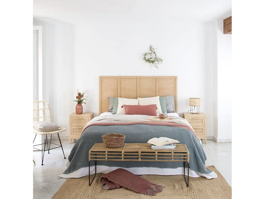 Tête de lit en bois massif naturel 162x100