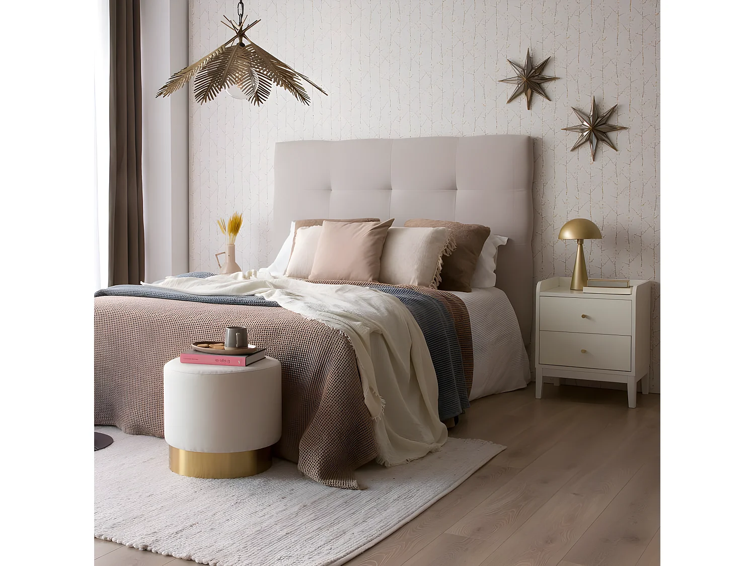 Tête de lit tapissée textile Beige 165x120