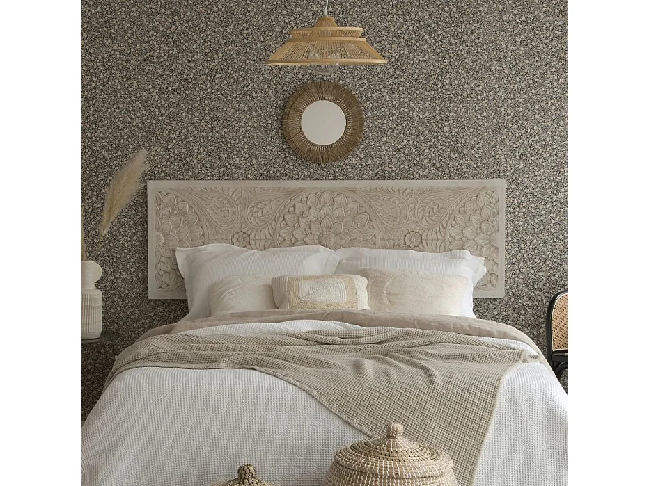 Testiera struttura in legni tropicali / scacchiera di fibre bianco 7x55