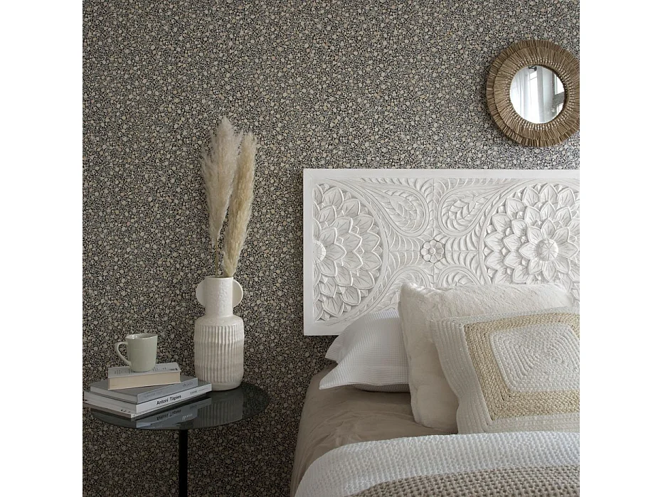 Testiera struttura in legni tropicali / scacchiera di fibre bianco 7x55