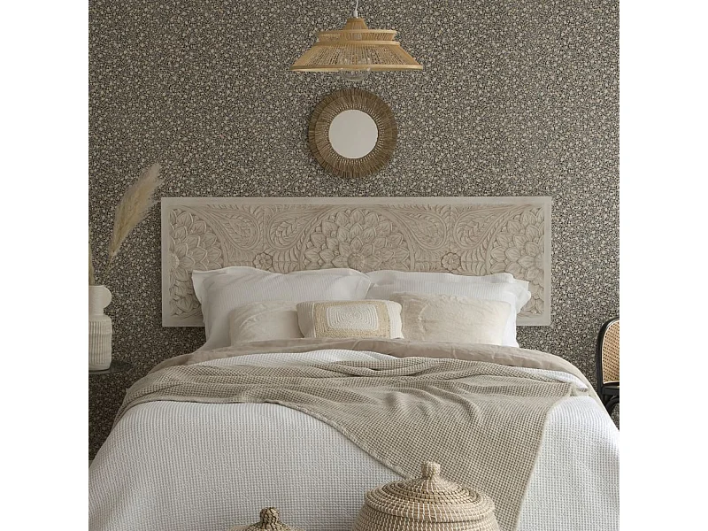 Tête de lit structure en bois tropicaux/planche en fibres blanc 165x55