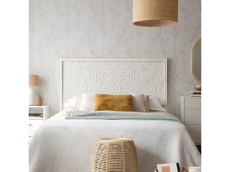 Tête de lit en bois massif blanc 160x90