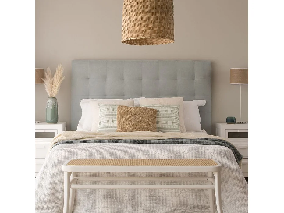 Tête de lit tapissée textile Bleu Aigue-marine 165x120