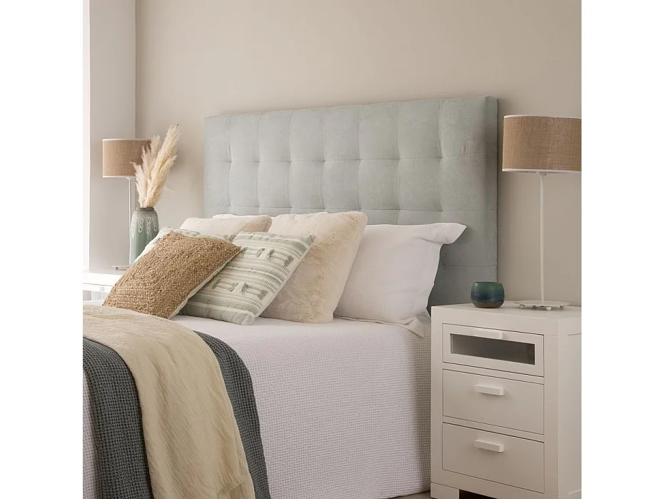 Tête de lit tapissée textile Bleu Aigue-marine 165x120