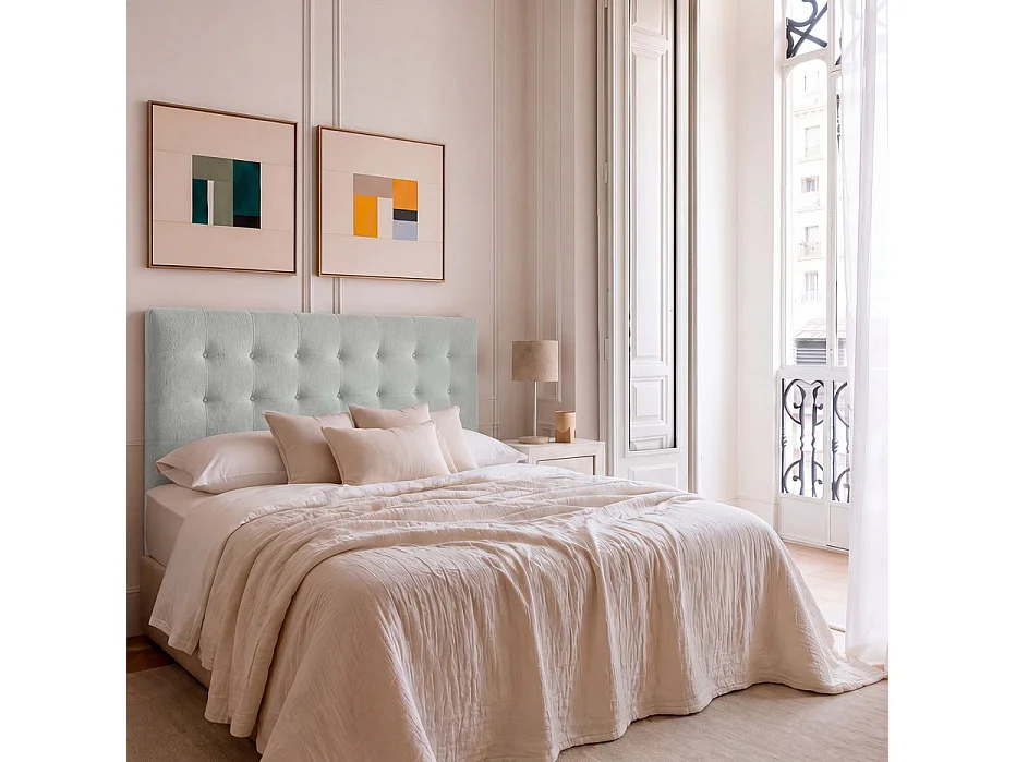 Tête de lit tapissée textile Bleu Aigue-marine 165x120