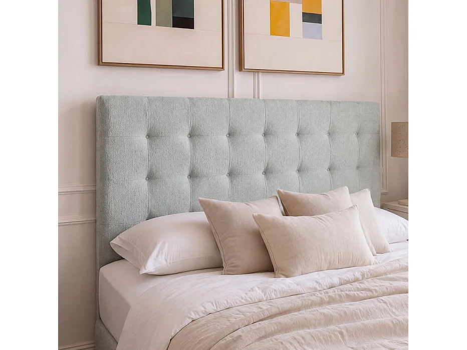 Tête de lit tapissée textile Bleu Aigue-marine 165x120