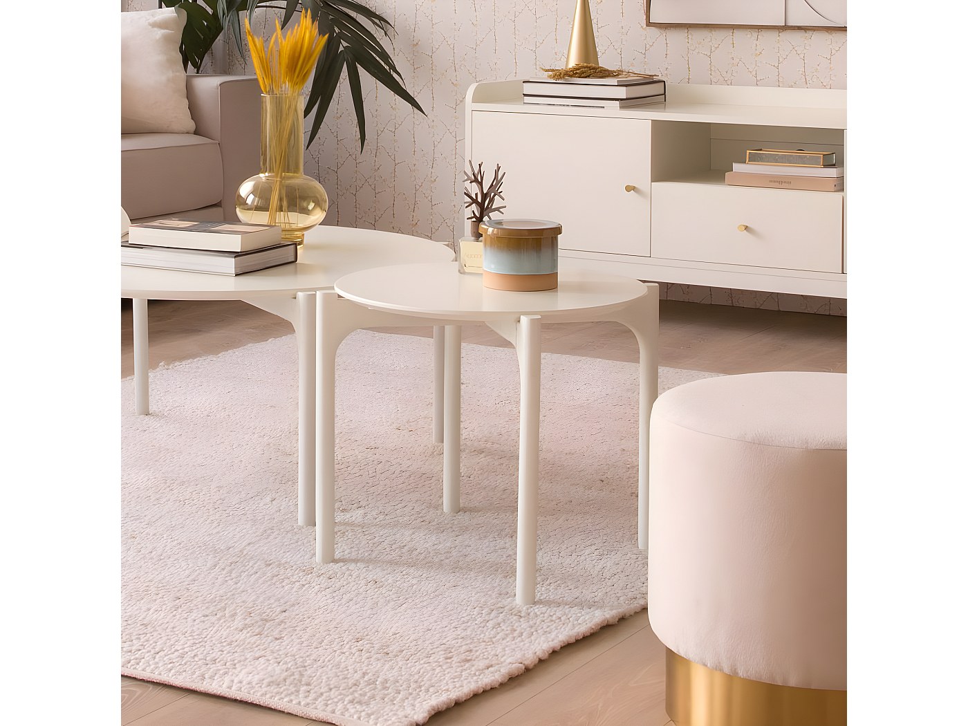 Table Laquée Blanche Estea Mobili - En Bois - Variantes De Couleurs Disponibles