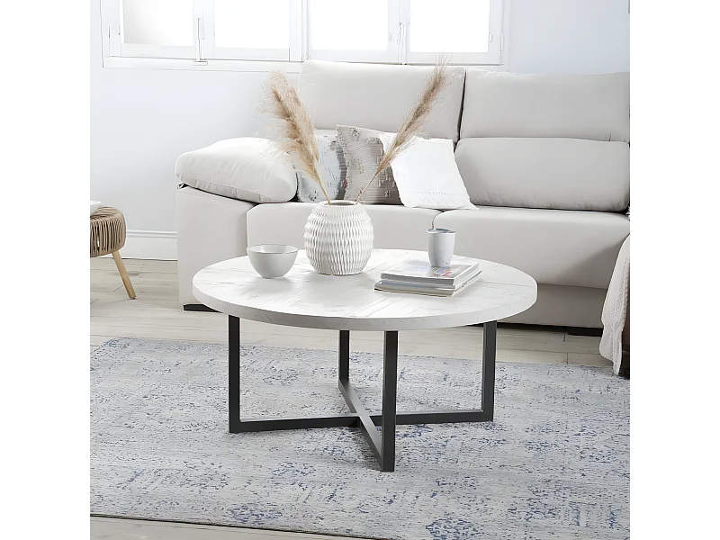 Table basse en bois massif blanc 100x45