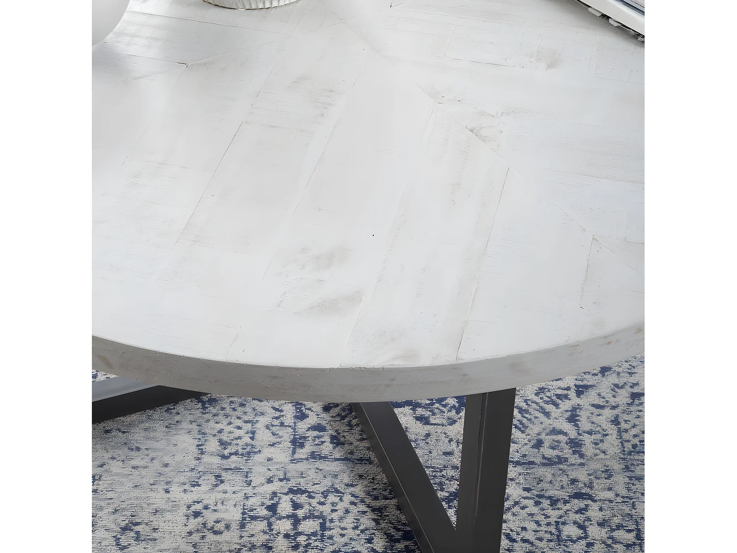 Table basse en bois massif blanc 100x45