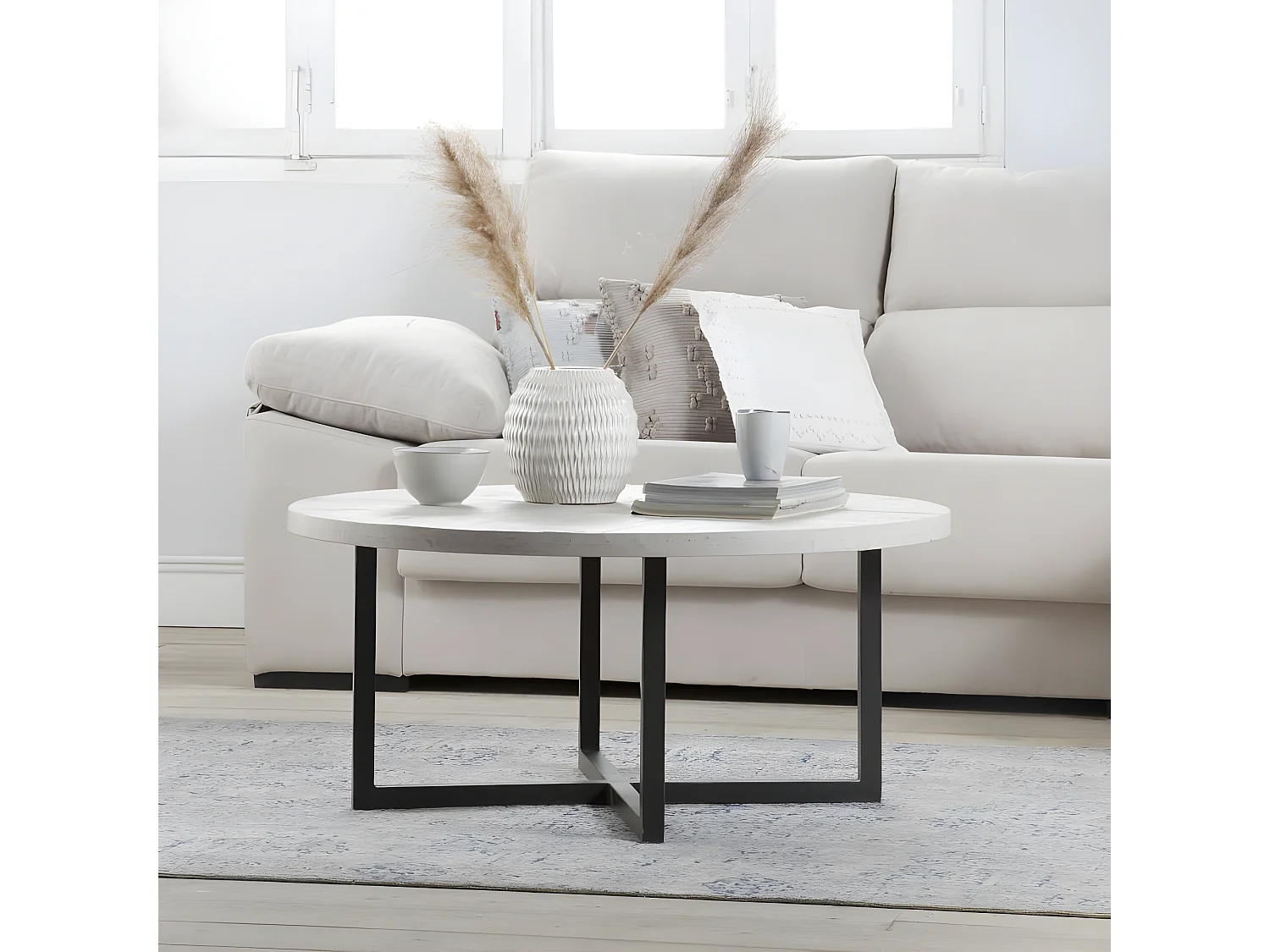 Tavolino da salotto tavola in legno massello e tavola in mdf bianco 100x45