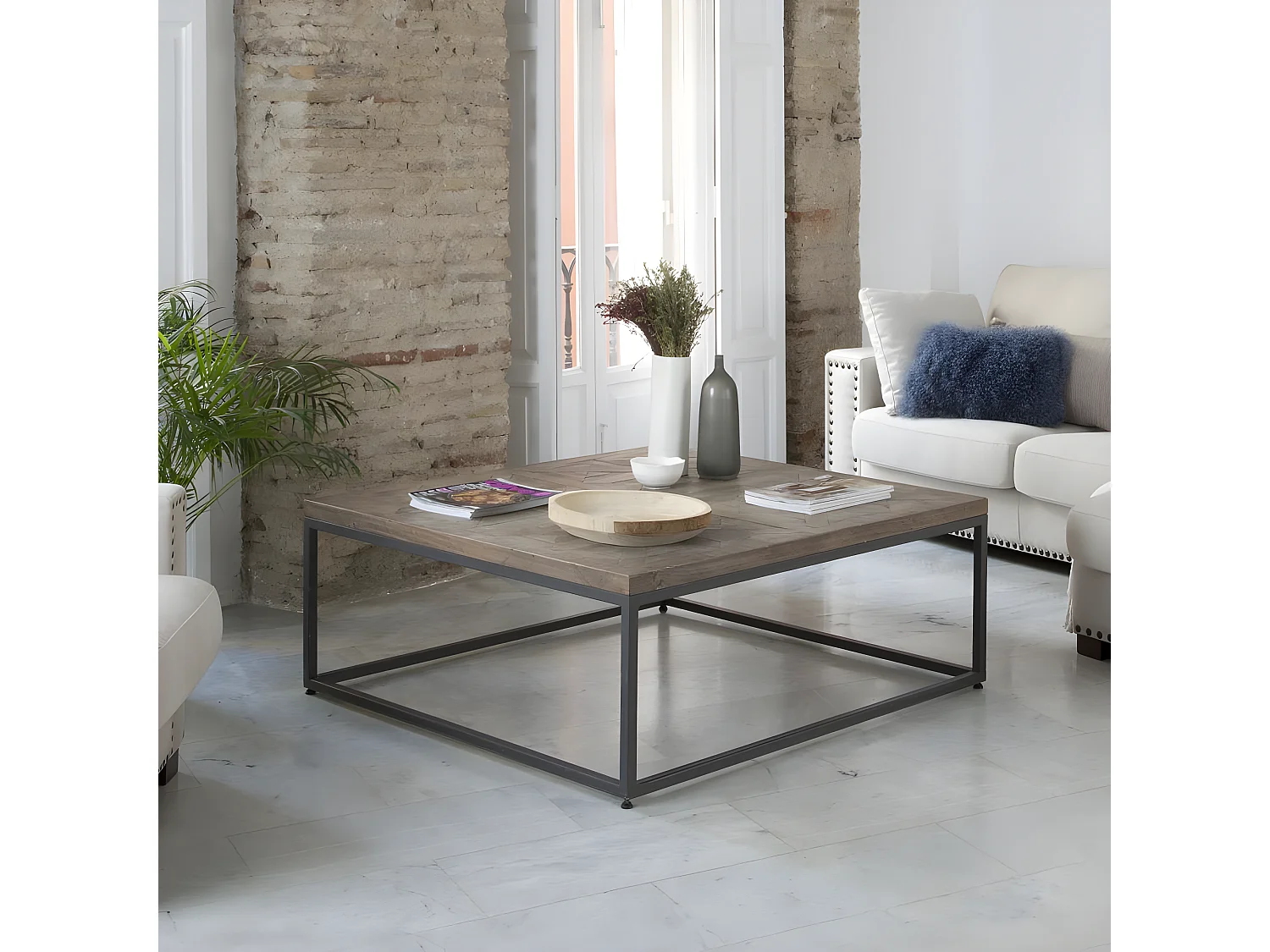 Table basse en bois massif naturel 115x45