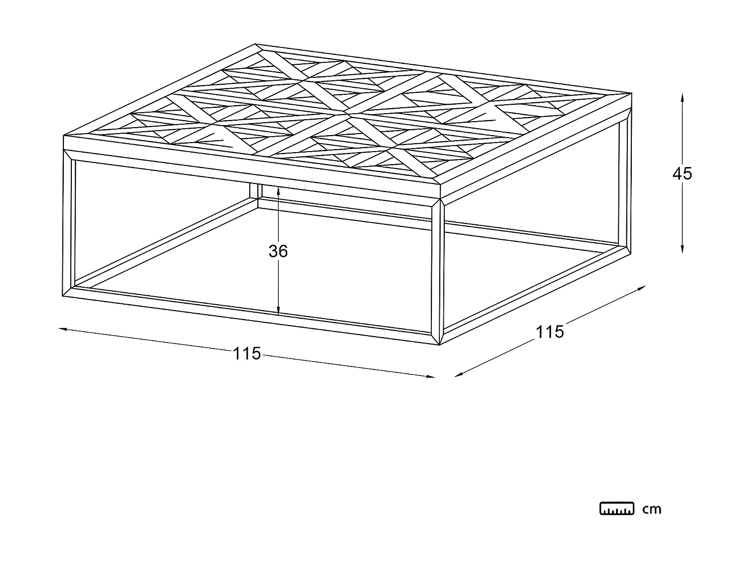 Table basse en bois massif naturel 115x45