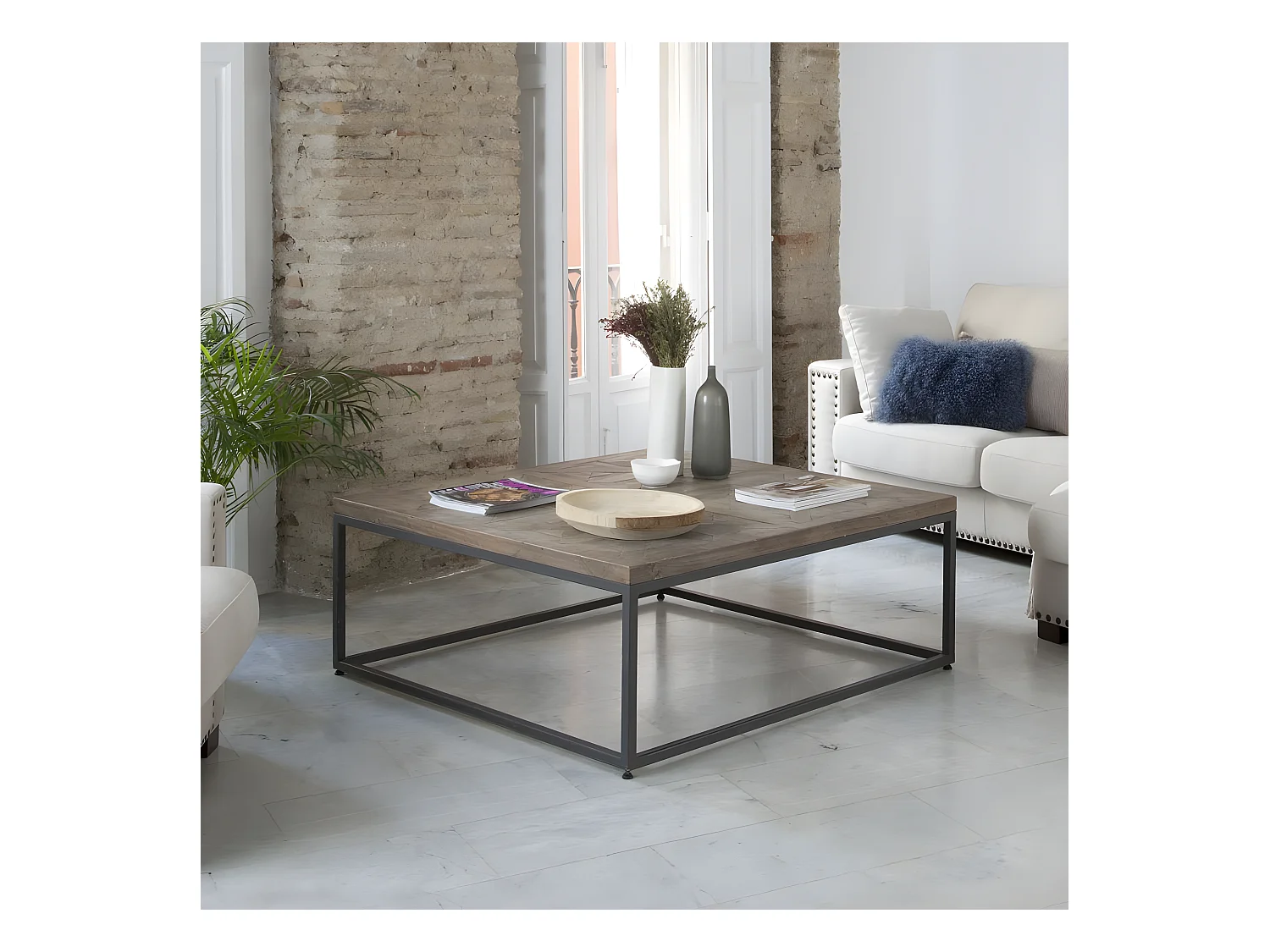 Table basse en bois massif naturel 115x45