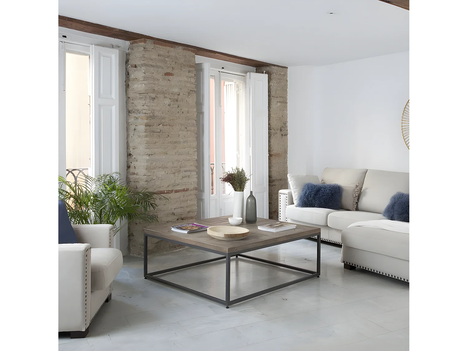 Table basse en bois massif naturel 115x45