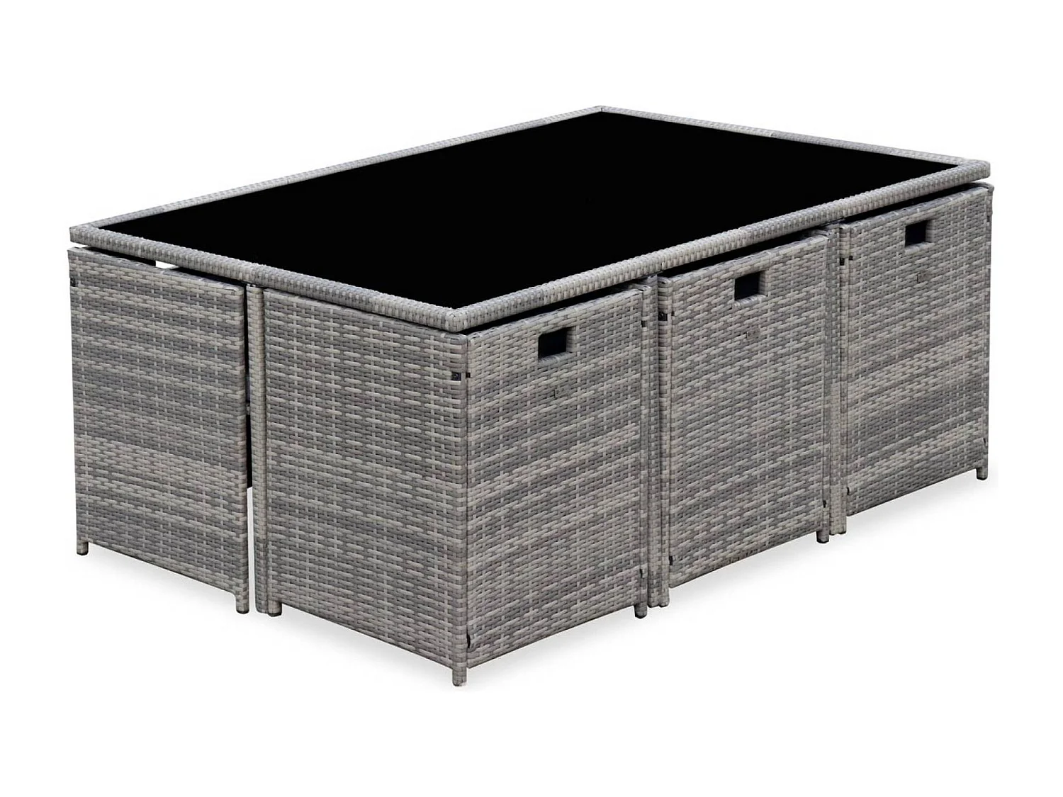 Mesa de jardín encastrable resina con 10 sillones + cobertor varios