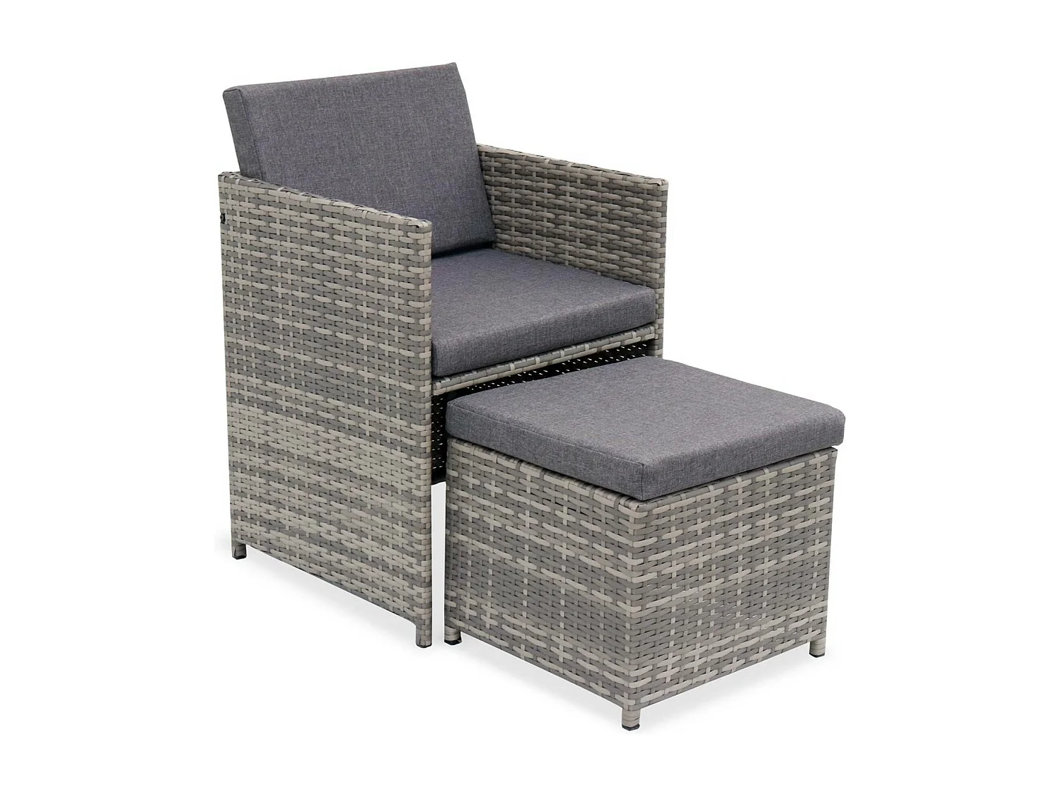 Mesa de jardín encastrable resina con 10 sillones + cobertor varios