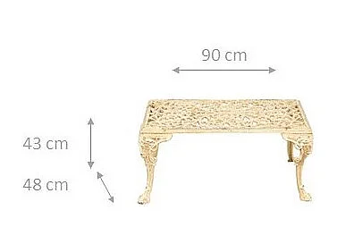 Table de jardin rectangulaire en fonte – Table basse et fumoir d'extérieur – Table d'appoint de jardin durable avec finition robuste