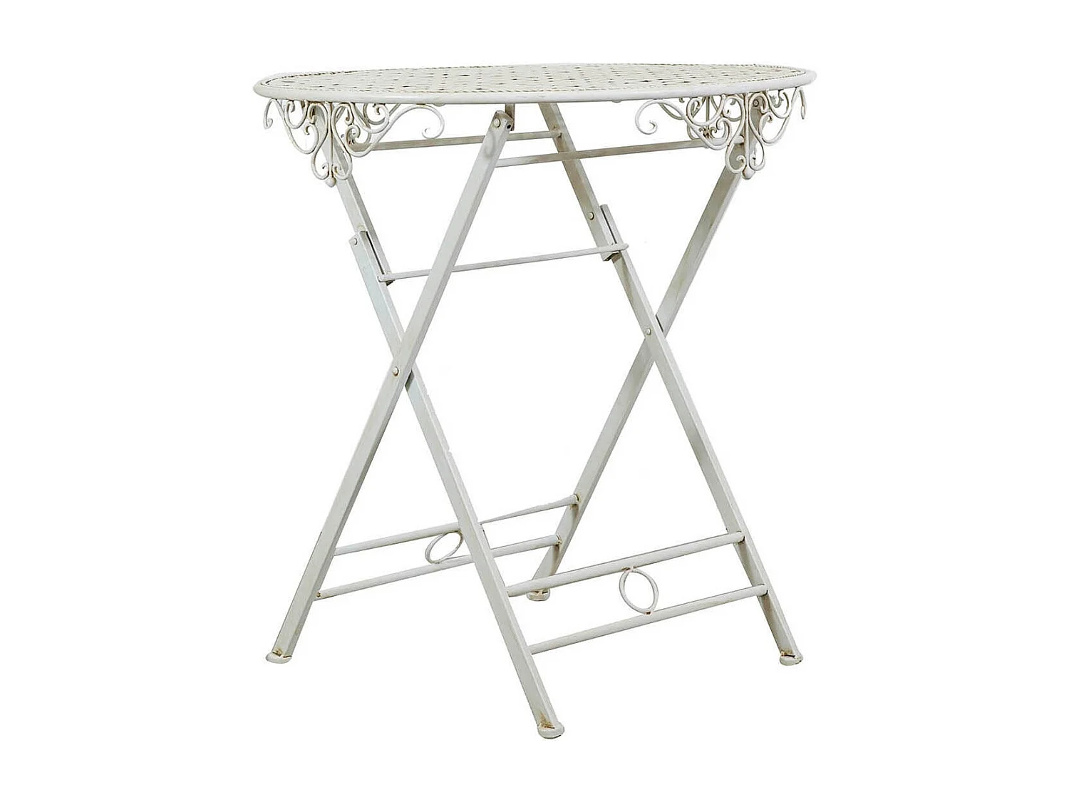 BISCOTTINI Table de Jardin - Fonte Finition Blanc Antique - Mobilier d'Extérieur - Table Basse - Terrasse - Balcon - 70x70x76 cm