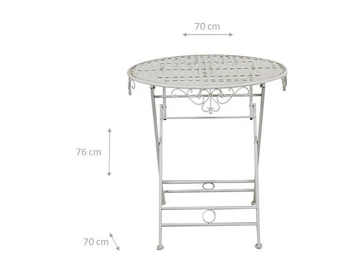 BISCOTTINI Table de Jardin - Fonte Finition Blanc Antique - Mobilier d'Extérieur - Table Basse - Terrasse - Balcon - 70x70x76 cm