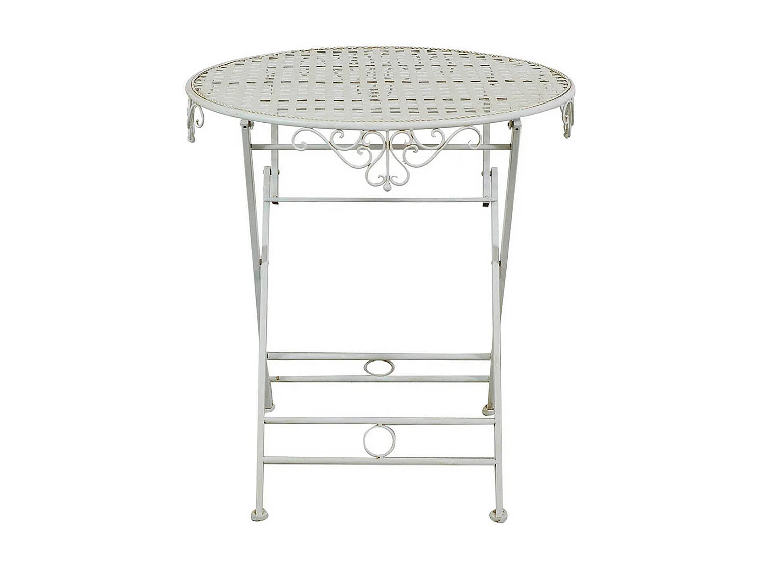 BISCOTTINI Table de Jardin - Fonte Finition Blanc Antique - Mobilier d'Extérieur - Table Basse - Terrasse - Balcon - 70x70x76 cm