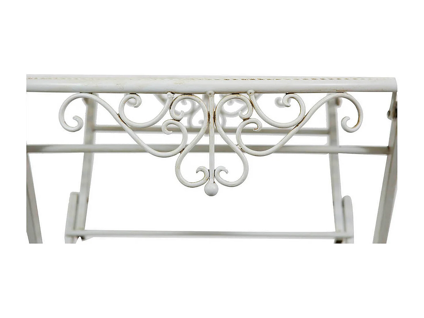 BISCOTTINI Table de Jardin - Fonte Finition Blanc Antique - Mobilier d'Extérieur - Table Basse - Terrasse - Balcon - 70x70x76 cm